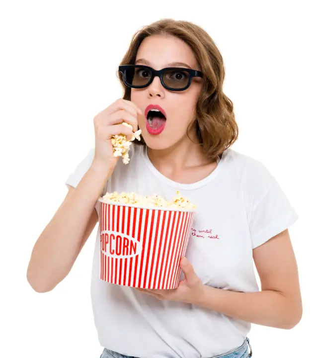 Girl Eating Popcorn Watch Movie